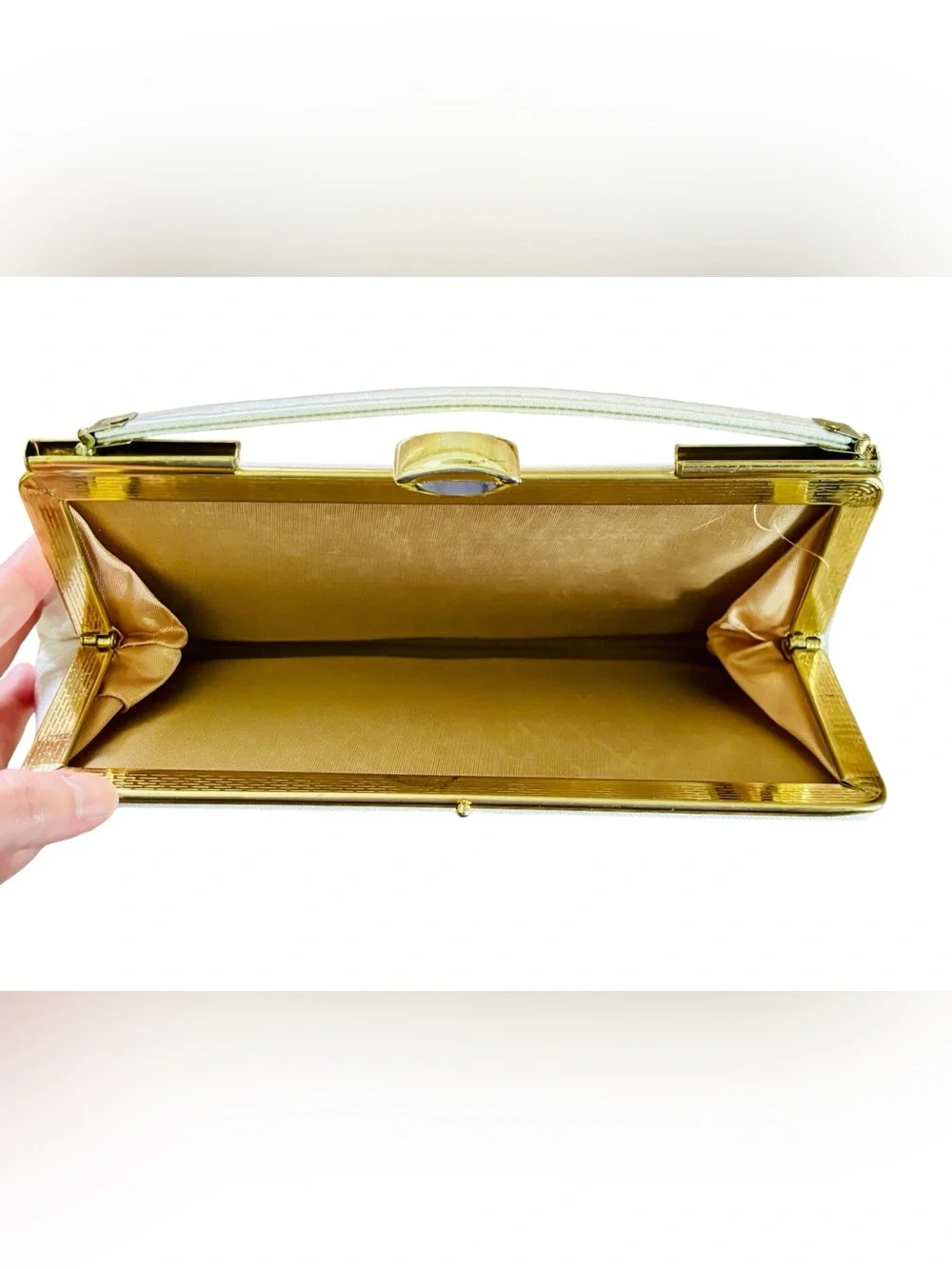 Pappagallo Vintage 70s Brown Leather Clutch with Gold Chain